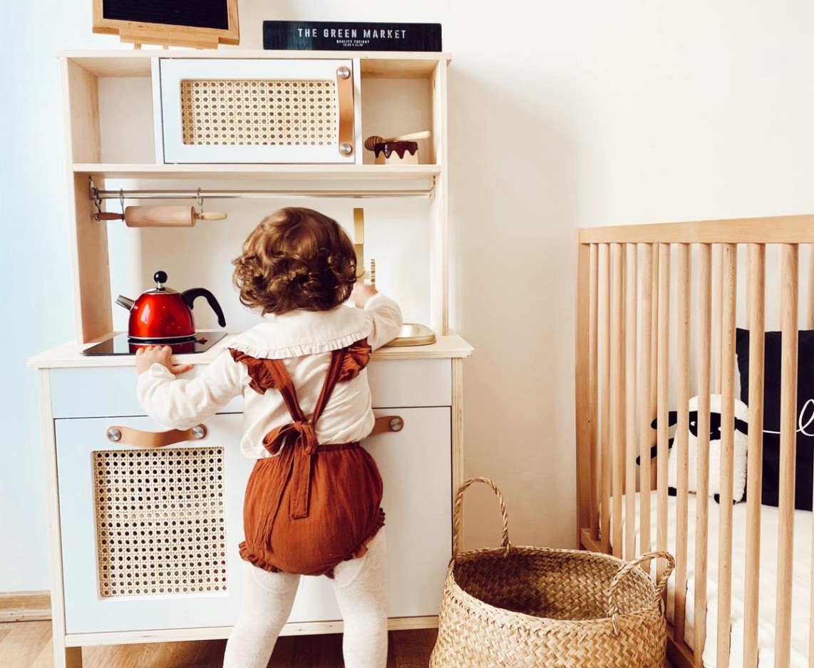 Vintage Ahşap Oyuncak Mutfak Bebek Evi Montessori Oyuncak